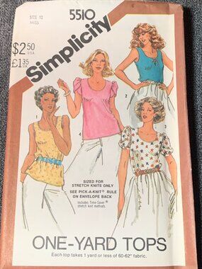 Simplicity Misses Shirt Sewing Pattern Size 12 5510 Uncut